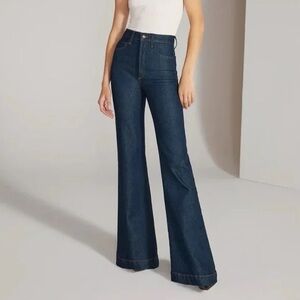 EUC Favorite Daughter Valentina Super Hi-Rise Dark Flare Jeans - Size 30